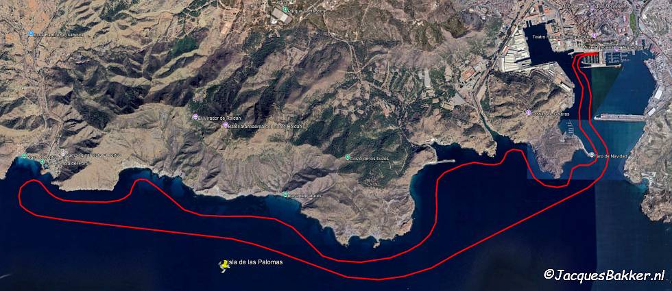 Route van Catamaran Ole Cartagena